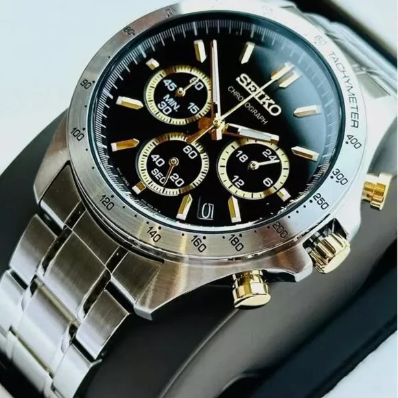Seiko Gold Accent Chronograph Stainless Steel Men's Watch